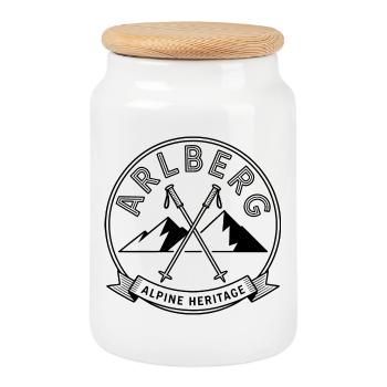 Arlberg - Souvenir Design - Cookie Jar with Wooden Lid - white - Front