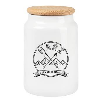 Harz - Souvenir Design - Keksdose mit Holzdeckel - Weiß - Vorne