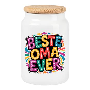Best Grandma Ever - Cookie Jar with Wooden Lid - white - Front