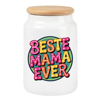 Meilleure typographie rétro de maman de tous les temps - Boîte à biscuits avec couvercle en bois - blanc - Devant