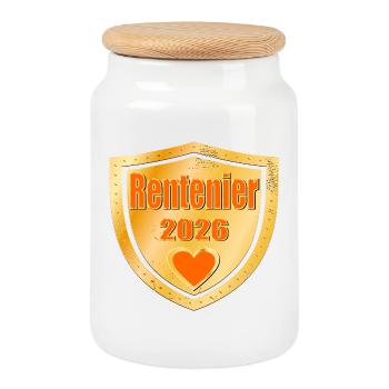 Rentier 2026 - Keksdose mit Holzdeckel - Weiß - Vorne