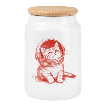 Astro Kitty - Keksdose mit Holzdeckel - Weiß - Vorne