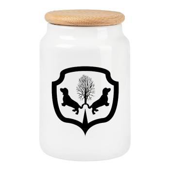 Teckel - Boîte à biscuits avec couvercle en bois - blanc - Devant