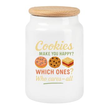 Cookies Make You Happy Shirt for Bakers and Sweet  - Cookie Jar with Wooden Lid - white - Front