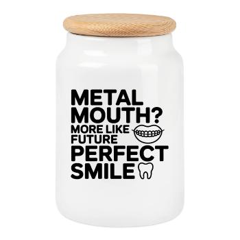 Future Perfect Smile Brace Life - Boîte à biscuits avec couvercle en bois - blanc - Devant