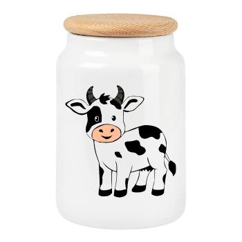 Drôle de vache T-shirt cadeau fermier - Boîte à biscuits avec couvercle en bois - blanc - Devant