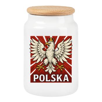 Polska Adler weiß rot Geschenk Polen - Keksdose mit Holzdeckel - Weiß - Vorne