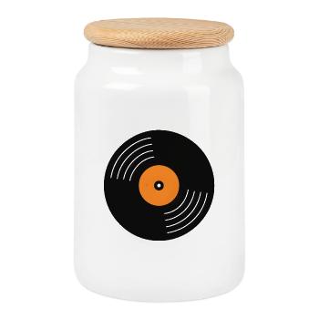 Vinyle d’étiquette orange - Boîte à biscuits avec couvercle en bois - blanc - Devant