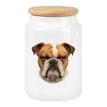 Bulldog Gaze Hard Serenity - Cookie Jar with Wooden Lid - white - Front