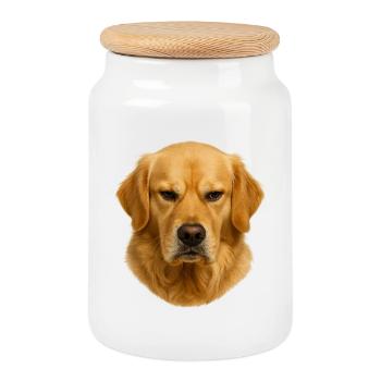 Golden Retriever Kopfporträt - Keksdose mit Holzdeckel - Weiß - Vorne
