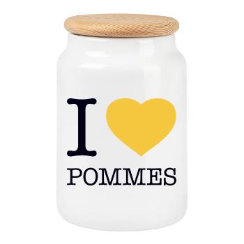 I love fries - Cookie Jar with Wooden Lid - white - Front