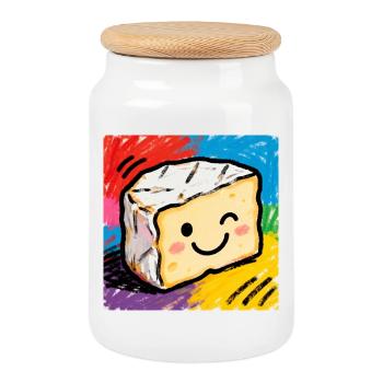 Cheese Friend Pop Art Camembert - Cookie Jar with Wooden Lid - white - Front