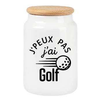 J'peux pas j'ai golf - Boîte à biscuits avec couvercle en bois - blanc - Devant
