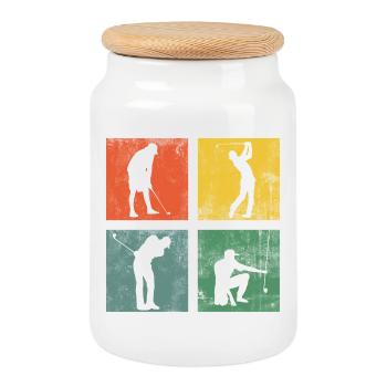 Golfspieler Golfer Golf Golfen Geschenk - Keksdose mit Holzdeckel - Weiß - Vorne