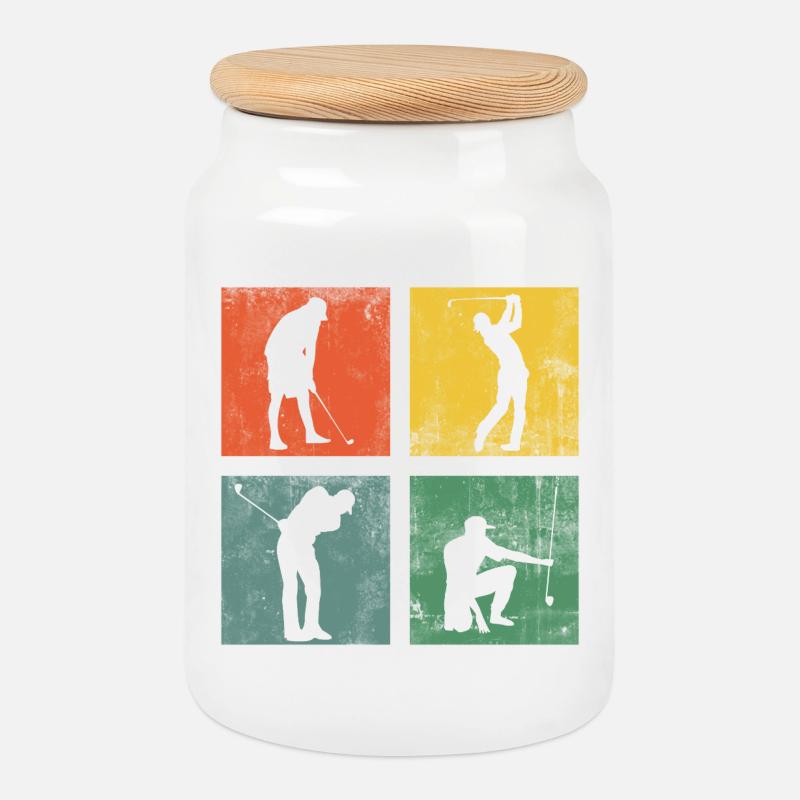 Golfspieler Golfer Golf Golfen Geschenk - Keksdose mit Holzdeckel - Weiß