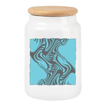 Motif Zèbre Cyan - Boîte à biscuits avec couvercle en bois - blanc - Devant