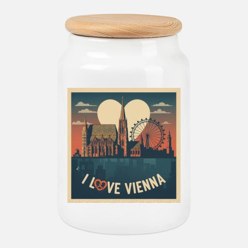 Vienna Love St. Stephen's Cathedral - Cookie Jar with Wooden Lid - white