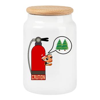 ATTENTION FEU DE SAPIN DE NOËL - Boîte à biscuits avec couvercle en bois - blanc - Devant