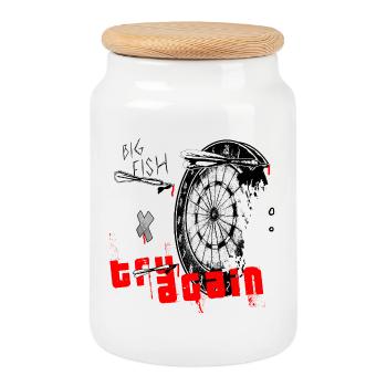 dart - Cookie Jar with Wooden Lid - white - Front