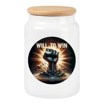 Wille zu gewinnen Fistburst - Keksdose mit Holzdeckel - Weiß - Vorne