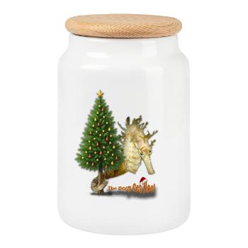 Weihnachtsgrüße aus dem Riff - Keksdose mit Holzdeckel - Weiß - Vorne
