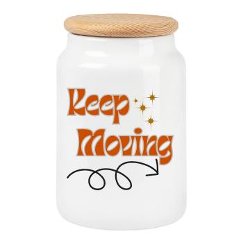Keep moving - Cookie Jar with Wooden Lid - white - Front