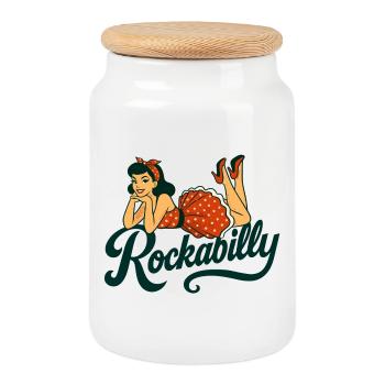 Rockabilly Pin-Up Femme Années 50 Allonge Jupon - Boîte à biscuits avec couvercle en bois - blanc - Devant
