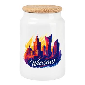 Varsovie, magnifique capitale, Pologne, Polska, Gesche - Boîte à biscuits avec couvercle en bois - blanc - Devant