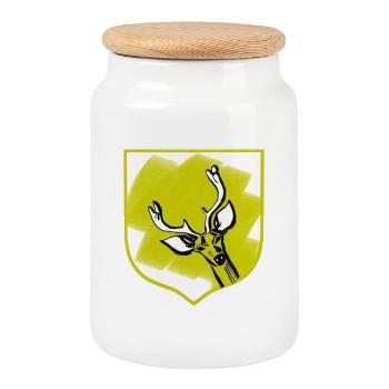 Signe jaune : tête de cerf - Boîte à biscuits avec couvercle en bois - blanc - Devant