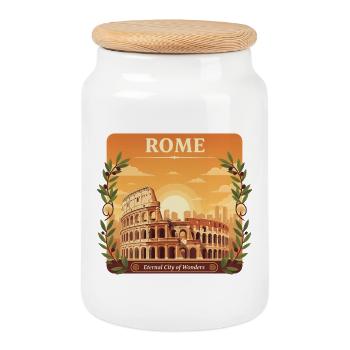 Colisée de Rome Italie Art de voyage vintage - Boîte à biscuits avec couvercle en bois - blanc - Devant