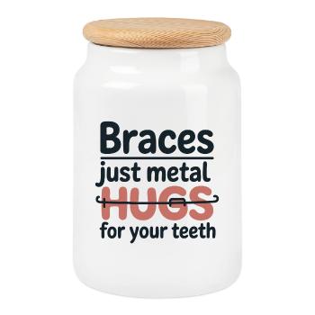 Future Perfect Smile Orthodontic Life  - Cookie Jar with Wooden Lid - white - Front