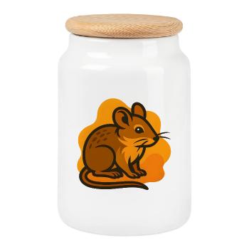 Mouse in sun background - Cookie Jar with Wooden Lid - white - Front