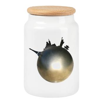 Pétanque World - Die Welt des Pétanque - Keksdose mit Holzdeckel - Weiß - Vorne