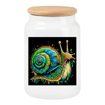 Schnecke - Keksdose mit Holzdeckel - Weiß - Vorne