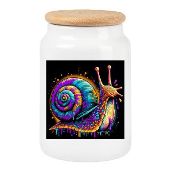 Snail - Cookie Jar with Wooden Lid - white - Front