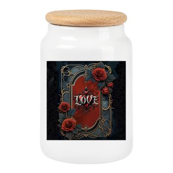 Amour gothique dans un cadre doré - Boîte à biscuits avec couvercle en bois - blanc - Devant