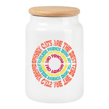 Sphynx Cat Mandala Funny Sayings Sarcastic Humor - Cookie Jar with Wooden Lid - white - Front