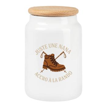 Accro a la rando Cadeau Femme Original Randonneuse - Boîte à biscuits avec couvercle en bois - blanc - Devant