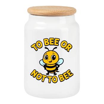 Abeille ou pas abeille - Boîte à biscuits avec couvercle en bois - blanc - Devant