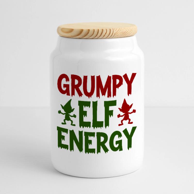 Grumpy Elf Energy Grumpy Imp Cookie Jar with Wooden Lid