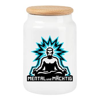 Mental und Mächtig man - Cookie Jar with Wooden Lid - white - Front