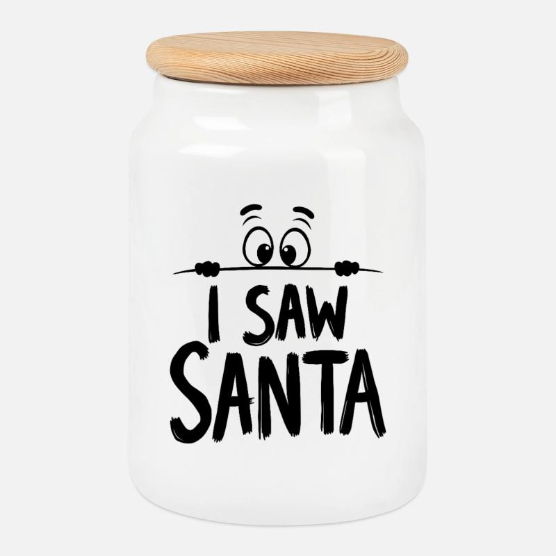 I Saw Santa Ich sah den Weihnachtsmann - Keksdose mit Holzdeckel - Weiß