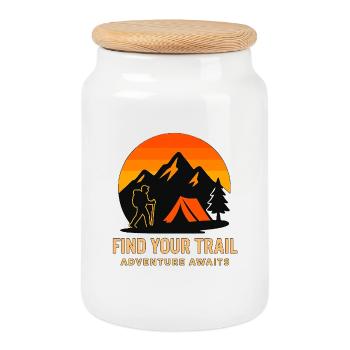 Find Your Trail – Sunset Mountain Hike - Cookie Jar with Wooden Lid - white - Front