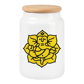 Éléphant de Ganesha n° 02 (Couleurs changeantes) - Boîte à biscuits avec couvercle en bois - blanc - Devant
