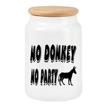 donkey - Cookie Jar with Wooden Lid - white - Front