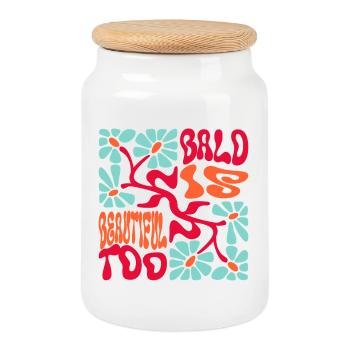 Chauve est beau - Boîte à biscuits avec couvercle en bois - blanc - Devant