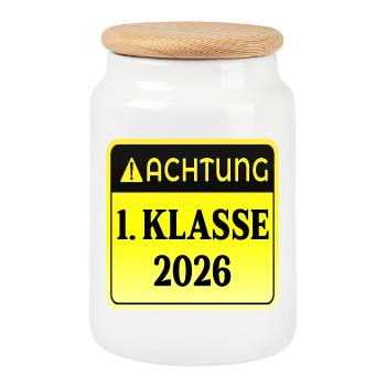 ENROLMENT Primary School 2026 - Cookie Jar with Wooden Lid - white - Front