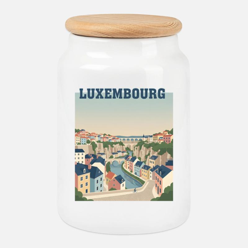 Luxemburger Stadtpastellfarben - Keksdose mit Holzdeckel - Weiß