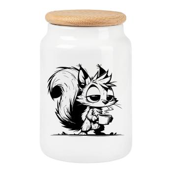 Pas d’écureuil au travail sans café - Boîte à biscuits avec couvercle en bois - blanc - Devant