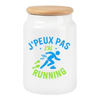 I can't I ran - Cookie Jar with Wooden Lid - white - Front